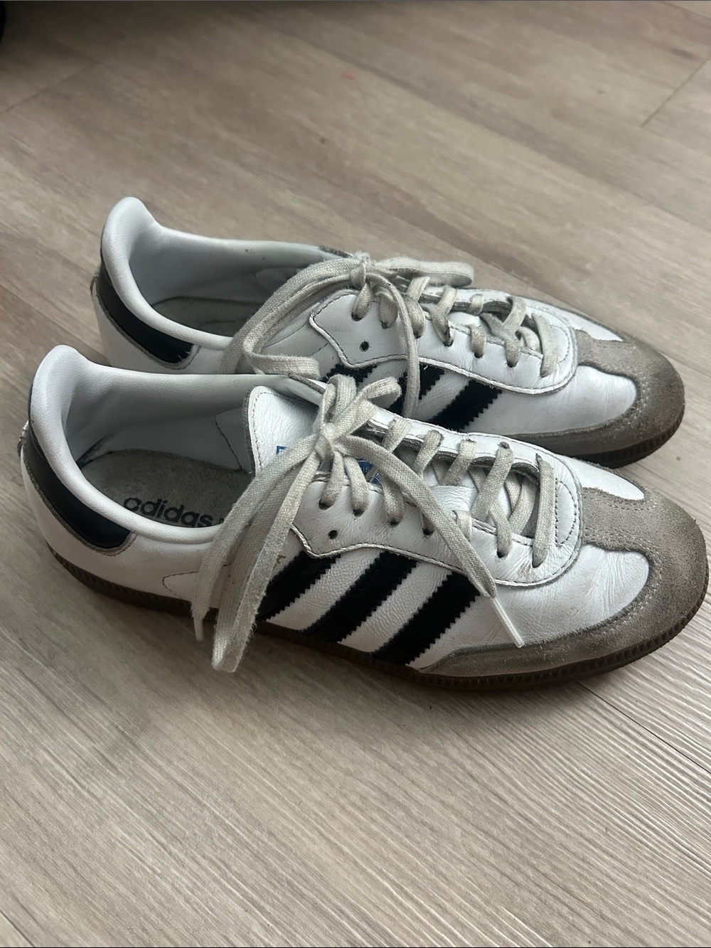 adidas White and Black Classic Samba Sneakers 5Y